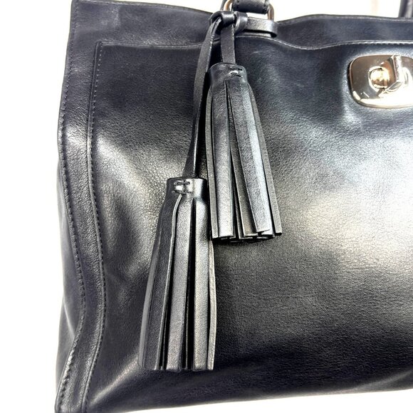 Coach Black Leather Lg Legacy Chelsea Carryall Satchel W Tassels & Hangtag 25365 - Picture 6 of 14